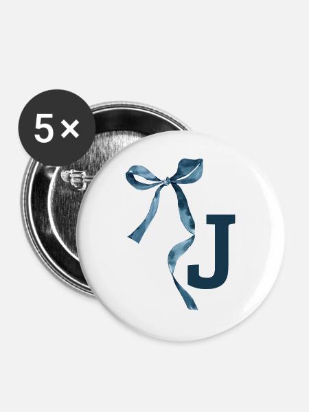 Monogram j Geschenkidee - Buttons groß 56 mm (5er Pack) - Weiß