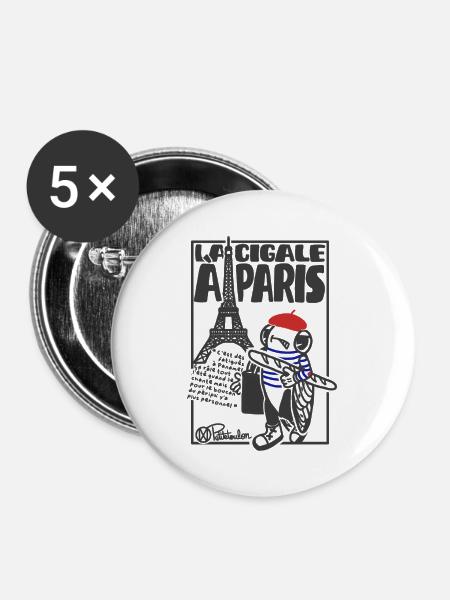 Cigale Paris - Buttons groß 56 mm (5er Pack) - Weiß