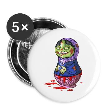 Zombie-Matrjoschka-Puppe - Buttons groß 56 mm (5er Pack) - Weiß - Vorne