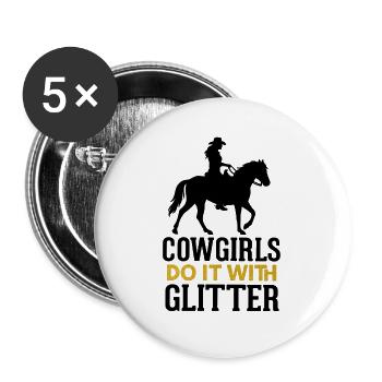 Western Rider Saying Western Horses - Buttons large 2.2''/56 mm (5-pack) - white - Front