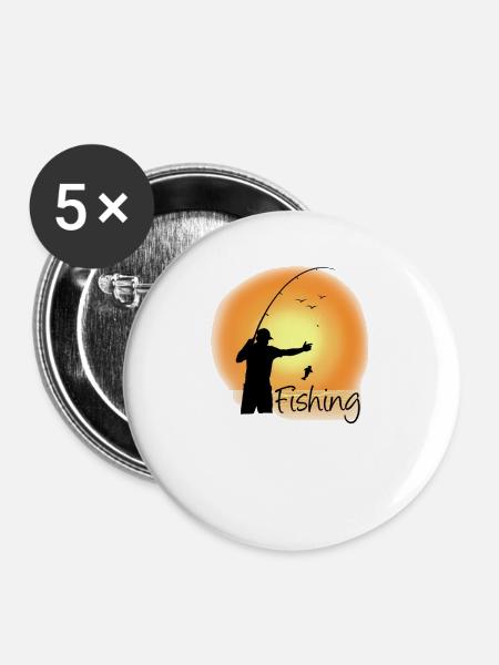 Abendfischen am See - Buttons groß 56 mm (5er Pack) - Weiß