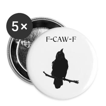 Raven on Branch F-Caw-F - Buttons large 2.2''/56 mm (5-pack) - white - Front