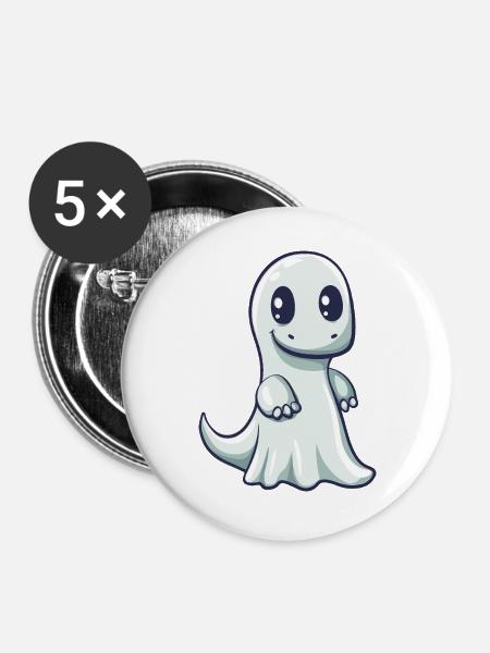 Dinosaurier brontosaurus Halloween Geist - Buttons groß 56 mm (5er Pack) - Weiß
