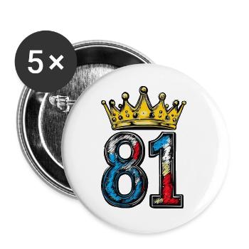 81 Zahl Krone - Buttons groß 56 mm (5er Pack) - Weiß - Vorne