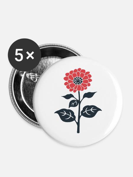 Rote Blume Illustration - Buttons groß 56 mm (5er Pack) - Weiß