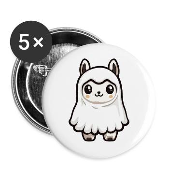 Alpaca Llama Halloween Ghost - Buttons large 2.2''/56 mm (5-pack) - white - Front