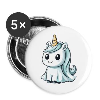 Licorne Halloween fantôme - Lot de 5 grands badges (56 mm) - blanc - Devant