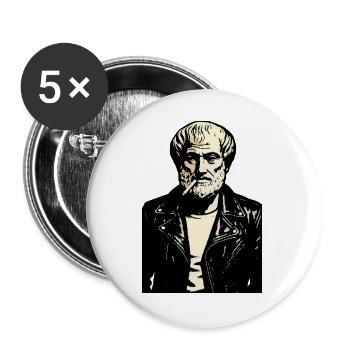 Aristotle Ancient Philosopher Noir Rebel Portrait - Buttons large 2.2''/56 mm (5-pack) - white - Front