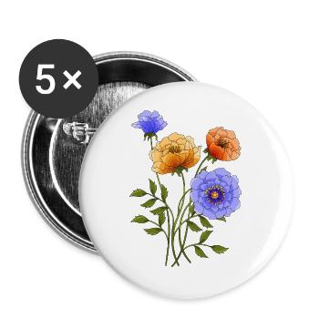 Fleur - Lot de 5 grands badges (56 mm) - blanc - Devant