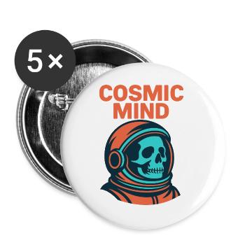 Cosmic Mind Astronaut Skull - Buttons large 2.2''/56 mm (5-pack) - white - Front