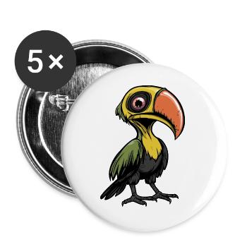 Toucan oiseau Halloween bande dessinée drôle - Lot de 5 grands badges (56 mm) - blanc - Devant