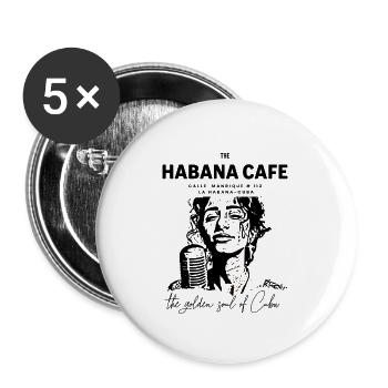 Vintage Havanna Kaffee und Silhouette - Buttons groß 56 mm (5er Pack) - Weiß - Vorne
