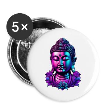 Neon Buddha Blossom Aura - Buttons large 2.2''/56 mm (5-pack) - white - Front