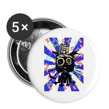 Chat Rétro Enfants Hippie - Lot de 5 grands badges (56 mm) - blanc - Devant