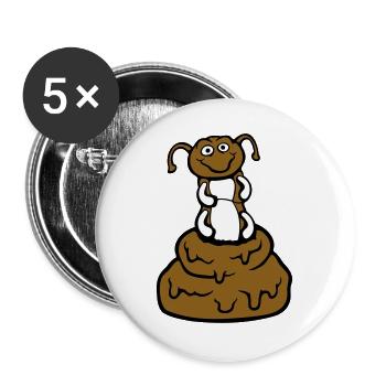 Funny caterpillar shit poop pile pile disgust poop - Buttons large 2.2''/56 mm (5-pack) - white - Front