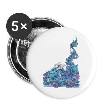 See Wasserdrache Geschenk Mangadrache Frosch - Buttons groß 56 mm (5er Pack) - Weiß - Vorne