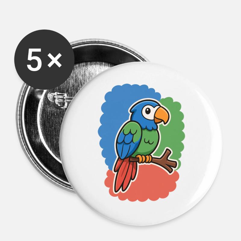 cute bird, little parrot - Buttons large 2.2''/56 mm (5-pack) - white