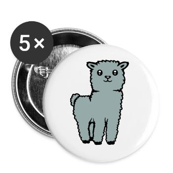 Mignon Alpaga Lama Animal Doux Moelleux Bande Dessinée - Lot de 5 grands badges (56 mm) - blanc - Devant