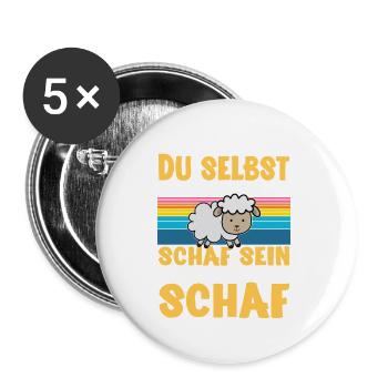 Schaf - Buttons groß 56 mm (5er Pack) - Weiß - Vorne
