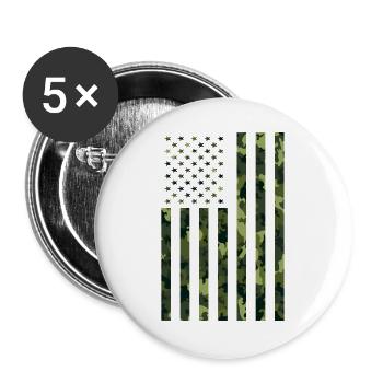 USA Flag Camo Camouflage Military Army - Buttons large 2.2''/56 mm (5-pack) - white - Front