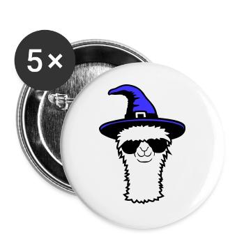 Lama Cool Witch Hat Sunglasses Halloween Alpaca - Buttons large 2.2''/56 mm (5-pack) - white - Front