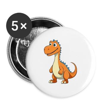 Fröhlicher Dino Cartoon - Buttons groß 56 mm (5er Pack) - Weiß - Vorne