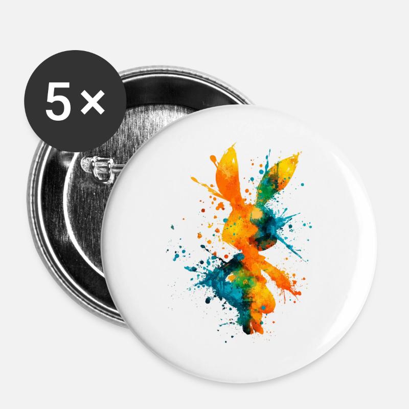 Abstract_Watercolor_Bunny_Rabbit_Splatter - Buttons groß 56 mm (5er Pack) - Weiß
