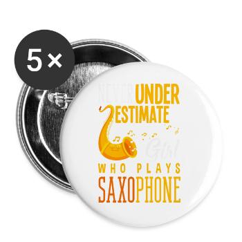 Saxophone - Buttons large 2.2''/56 mm (5-pack) - white - Front