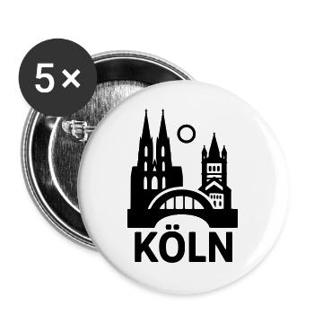 Köln Silhouette - Buttons groß 56 mm (5er Pack) - Weiß - Vorne