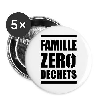 Zero Waste Familie - Buttons groß 56 mm (5er Pack) - Weiß - Vorne