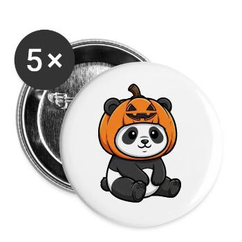 Cute Halloween Panda with Hat and Pumpkin - Buttons large 2.2''/56 mm (5-pack) - white - Front