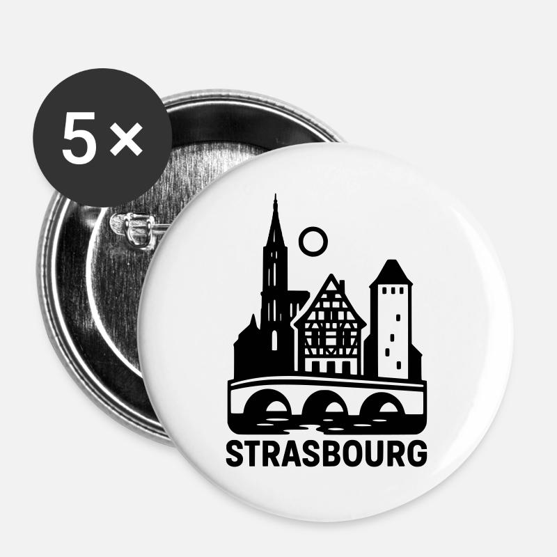 Strasbourg Silhouette - Buttons groß 56 mm (5er Pack) - Weiß