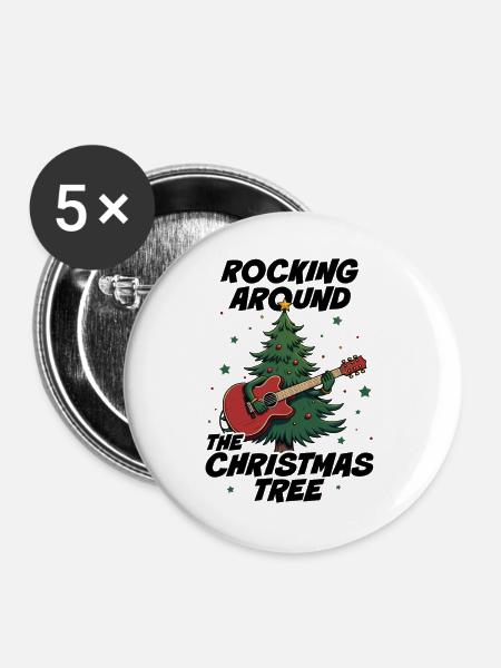 Schaukeln um den Weihnachtsbaum - Buttons groß 56 mm (5er Pack) - Weiß