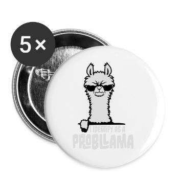 I Identify As A Probllama Cool Lama Problem Spruch - Buttons groß 56 mm (5er Pack) - Weiß - Vorne