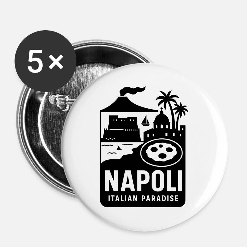 neapel napoli - Buttons groß 56 mm (5er Pack) - Weiß