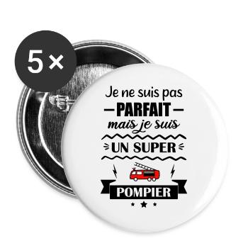 Super Firefighter Fire Hero Feuerwehrauto - Buttons groß 56 mm (5er Pack) - Weiß - Vorne