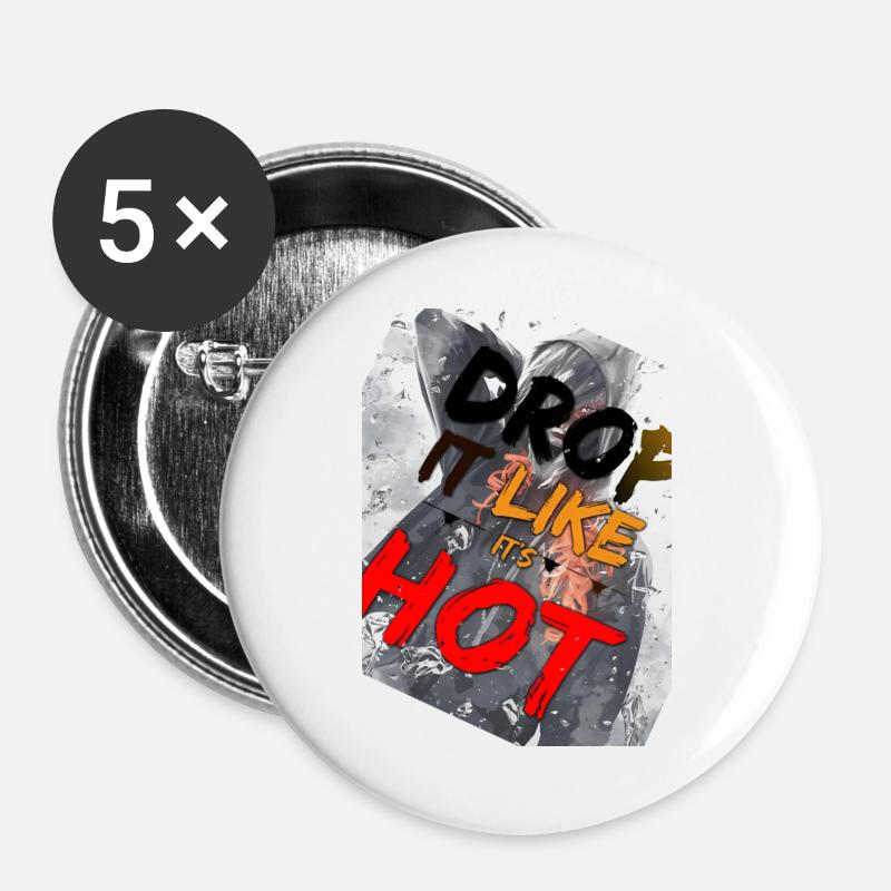 Drop Like It's Hot - Buttons large 2.2''/56 mm (5-pack) - white