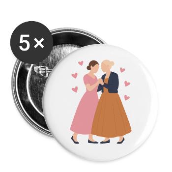 Dancing Friends Women Love and Friendship - Lot de 5 grands badges (56 mm) - blanc - Devant