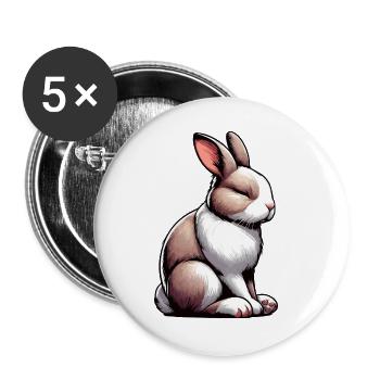 Kaninchen Hase Hasen langohr Klopfer Rammler - Buttons groß 56 mm (5er Pack) - Weiß - Vorne