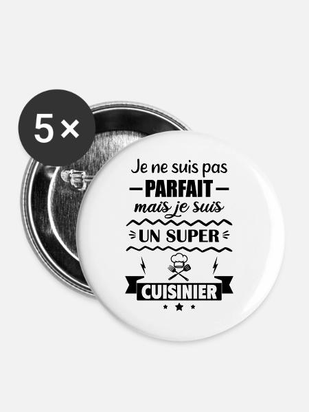 Nicht perfekt, aber toller Koch - Buttons groß 56 mm (5er Pack) - Weiß