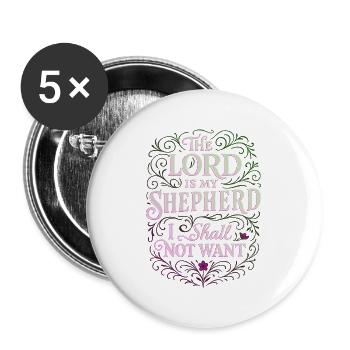 Der Herr ist mein Hirte Psalm 23 - Buttons groß 56 mm (5er Pack) - Weiß - Vorne
