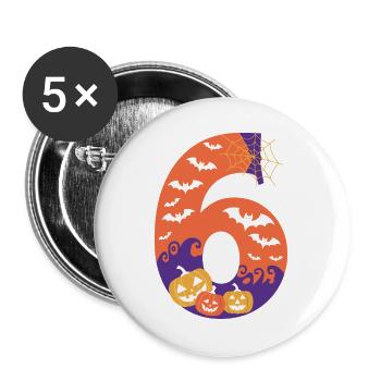 Halloween Hanté Numéro 6 Citrouille Design - Lot de 5 grands badges (56 mm) - blanc - Devant