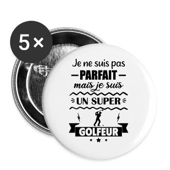 Not perfect but great golfer Golf - Buttons large 2.2''/56 mm (5-pack) - white - Front