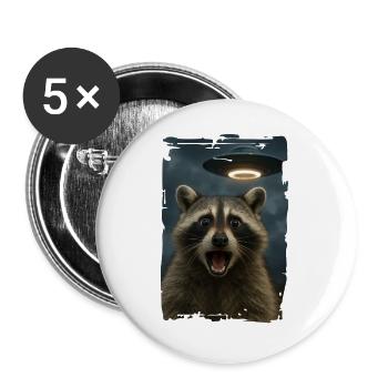  Waschbär Raccoon UFO Alien Weirdcore Aesthetic - Buttons groß 56 mm (5er Pack) - Weiß - Vorne