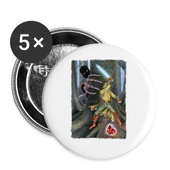 Fantasy Hero Battling Shadow Creature - Buttons large 2.2''/56 mm (5-pack) - white - Front