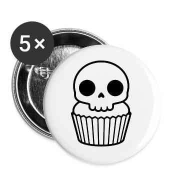 Spooky Cupcake | Halloween Skull - Buttons large 2.2''/56 mm (5-pack) - white - Front