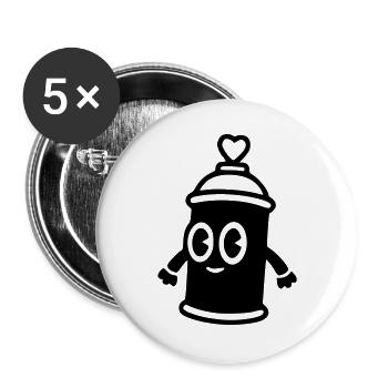 Graffiti Spray Can | Street art with heart - Buttons large 2.2''/56 mm (5-pack) - white - Front