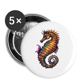 Ornamental Seahorse Sea of Colors - Buttons large 2.2''/56 mm (5-pack) - white - Front