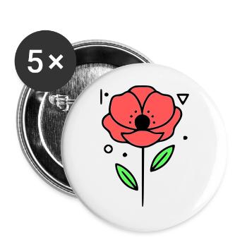 Poppy-Poppies-Minimalist-Line-Art-3 - Buttons large 2.2''/56 mm (5-pack) - white - Front