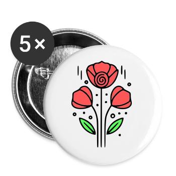 Poppy Poppies Minimalist Line Art 10 - Buttons large 2.2''/56 mm (5-pack) - white - Front